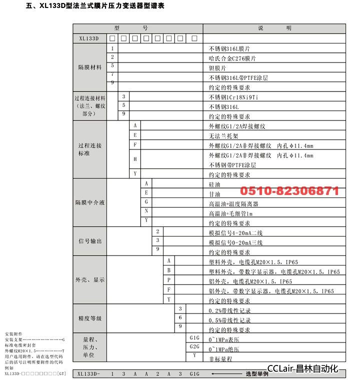 压力变送器 XL-133D 