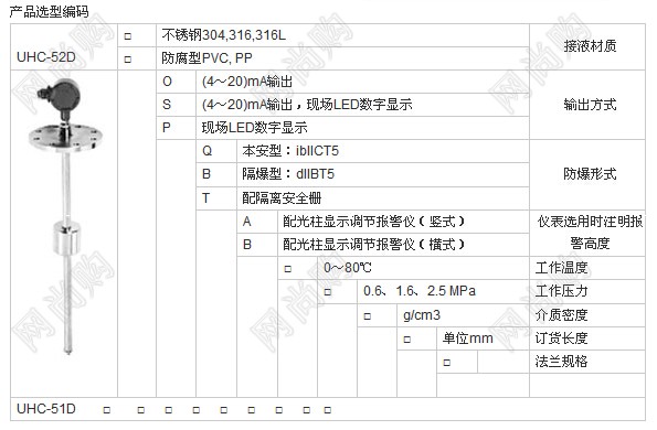 UHC-52D系列磁性浮球液位计