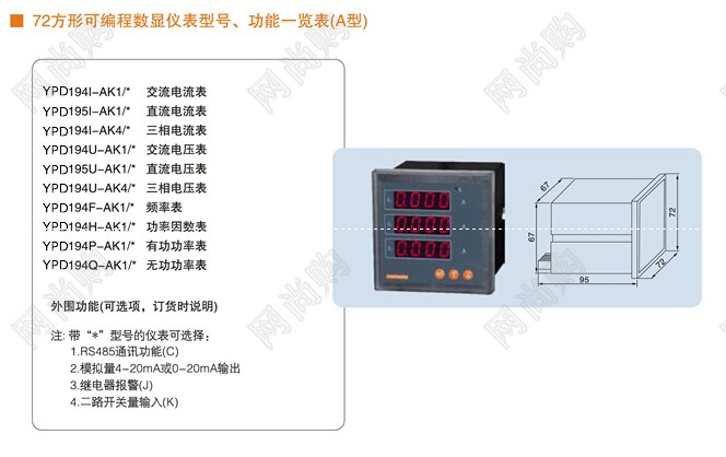 K系列智能数显表YPD194I-2K1/1