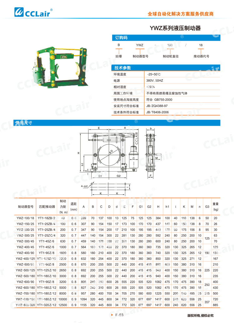 YWZ系列液压制动器