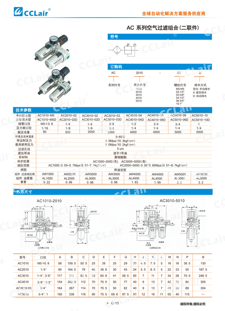 AC系列空气过滤组合（二联件）