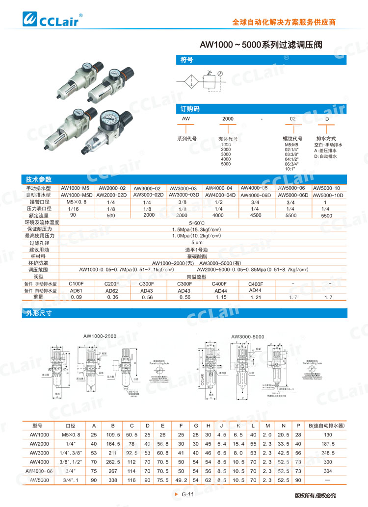 AW1000-5000系列过滤调压阀